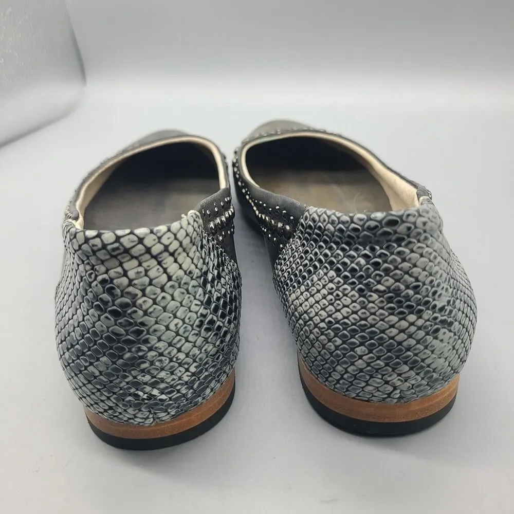 Freebird Blossom Studded Leather Sz 9 Ballet Flats Gray Shoes New/ Defect